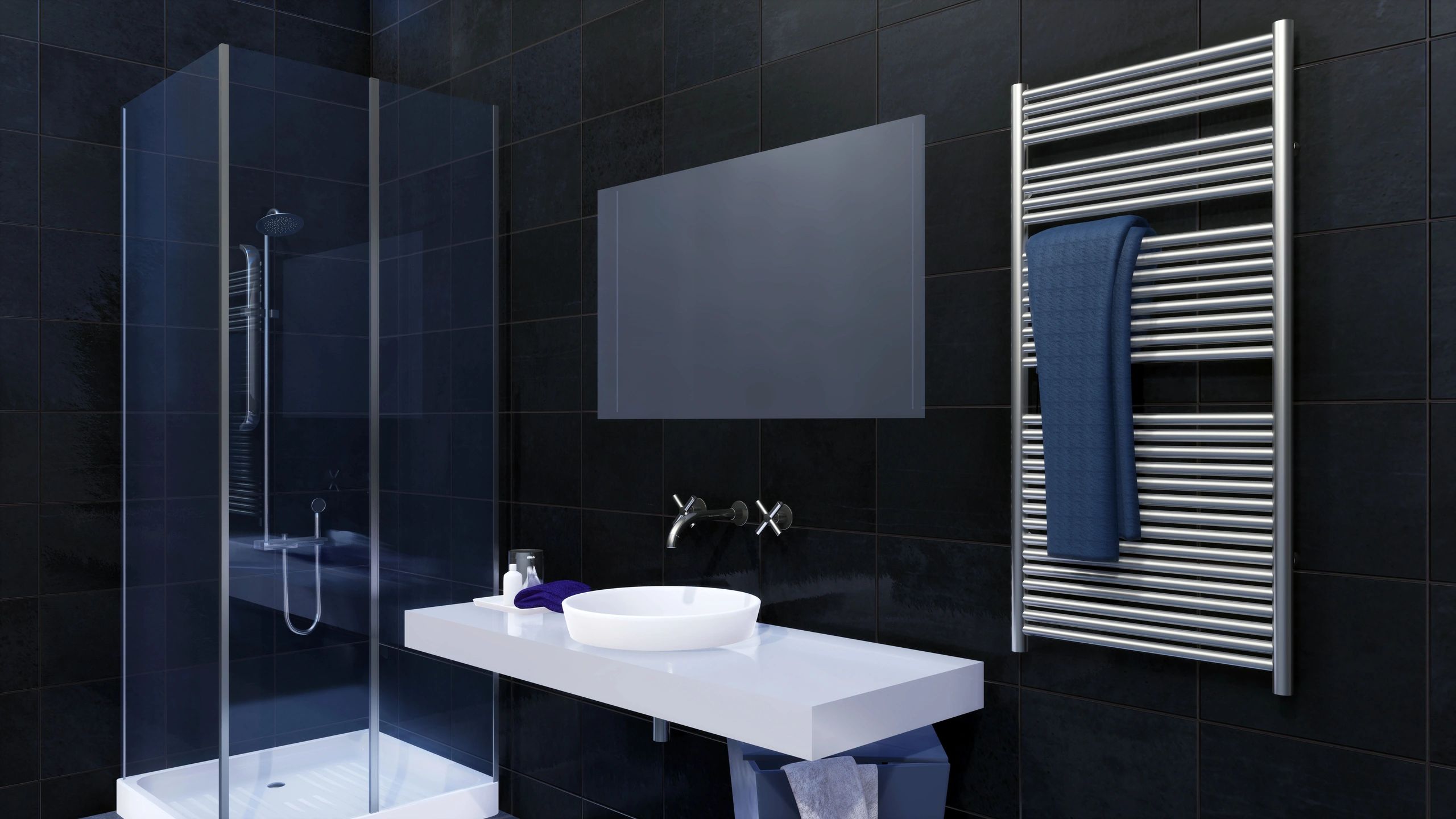 Modern walk-in shower detail